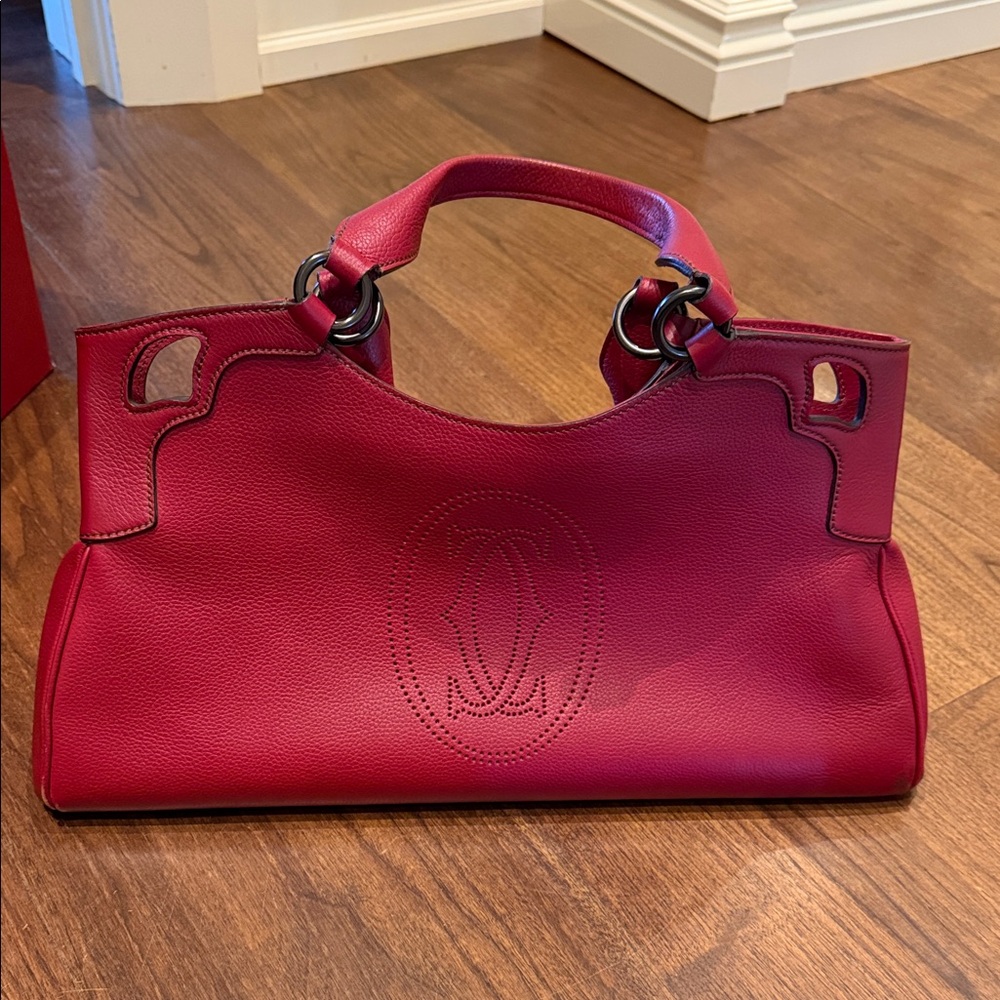 Authentic Cartier burgundy Leather Handbag